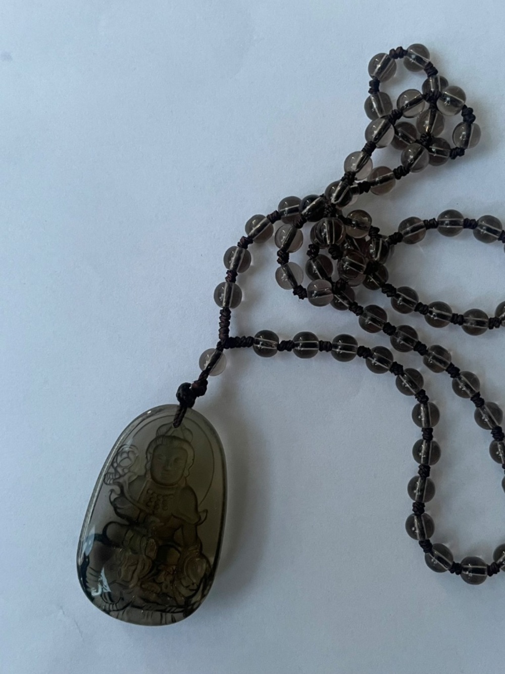Natural Ice Obsidian Crystal Gemstone Buddha Pendant Necklace